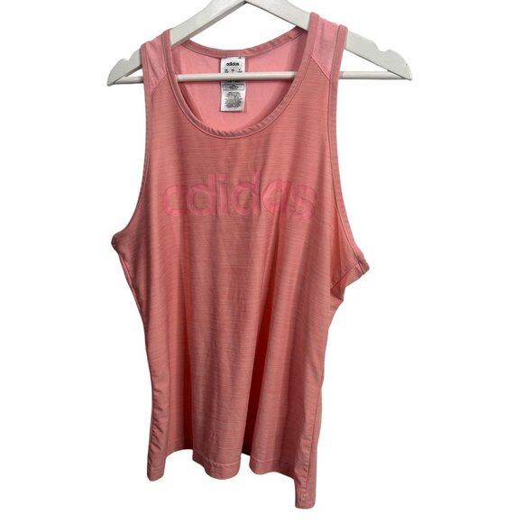 Adidas Pink Oversized Logo Tank Size Large Sleeveless Gym Top - Picture 1 of 14